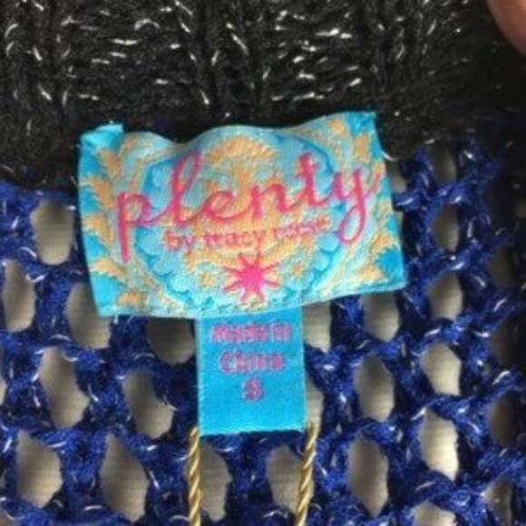 Plenty by Tracy Reese NWT Blue Open Weave Cardigan  Small - Picture 8 of 9